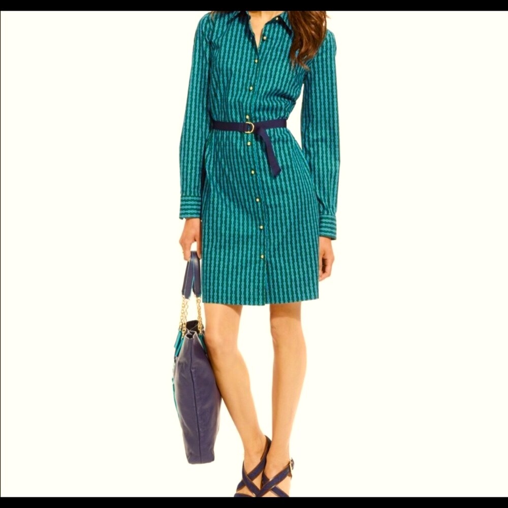 Tommy Hilfiger Print Shirtdress Green & Blue